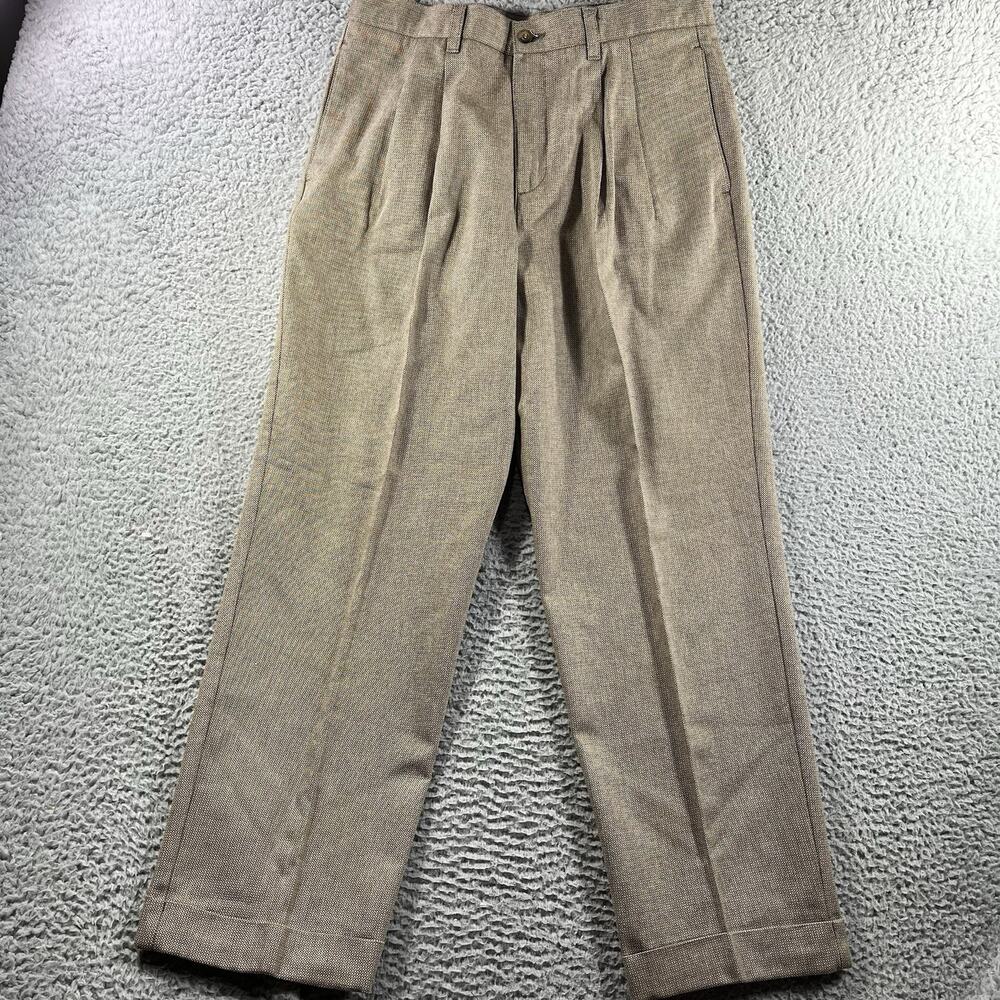 Vintage Dockers Relaxed Khakis Men 33x30 Pleated Houndstooth 100% Cotton NWT 90s